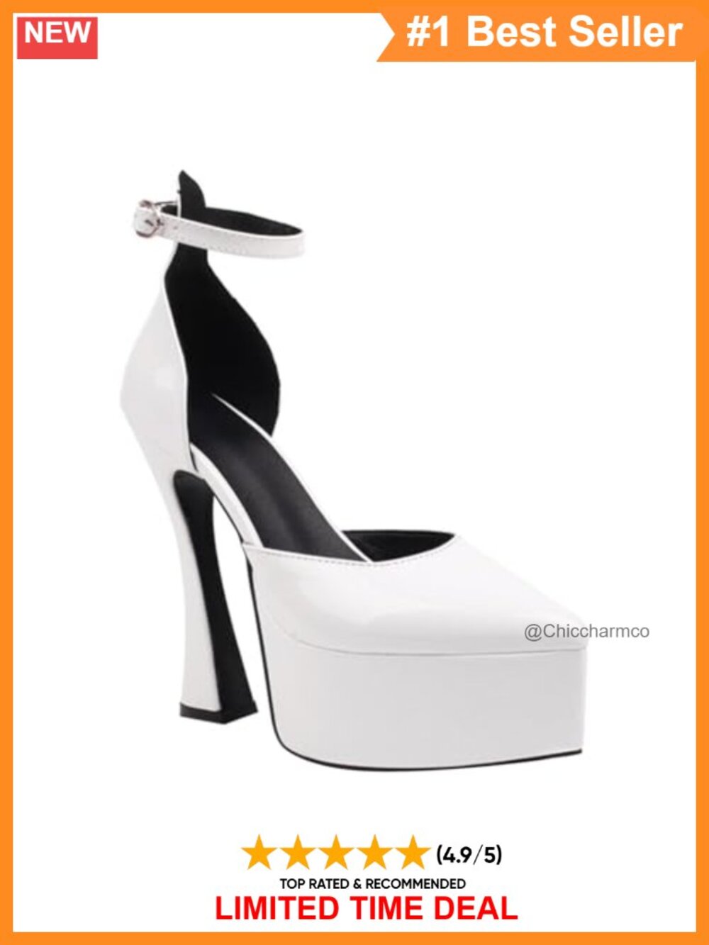 Women's Platform Heels Pointed Toe Ankle Strap Chunky Block Heel Pumps